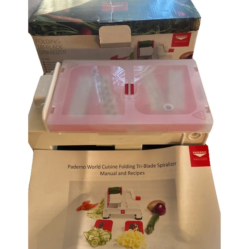 PADERNO WORLD CUISINE TRI BLADE SPIRAL VEGETABLE SLICER CUTTER Red A4982802